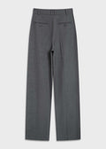 pleated front straight leg trousers with an extended tab closure