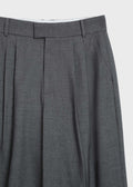 pleated front straight leg trousers with an extended tab closure