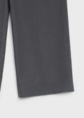 pleated front straight leg trousers with an extended tab closure