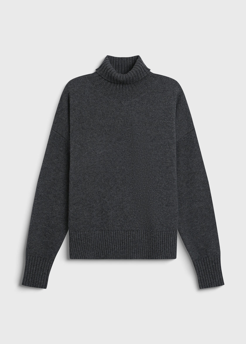 Ruesophie Marne Boxy Turtleneck Sweater, dark grey wool-cashmere, oversized fit, refined warmth