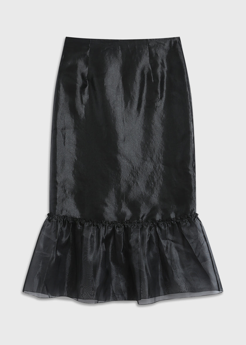 Rue Sophie Moulin organza peplum skirt in black