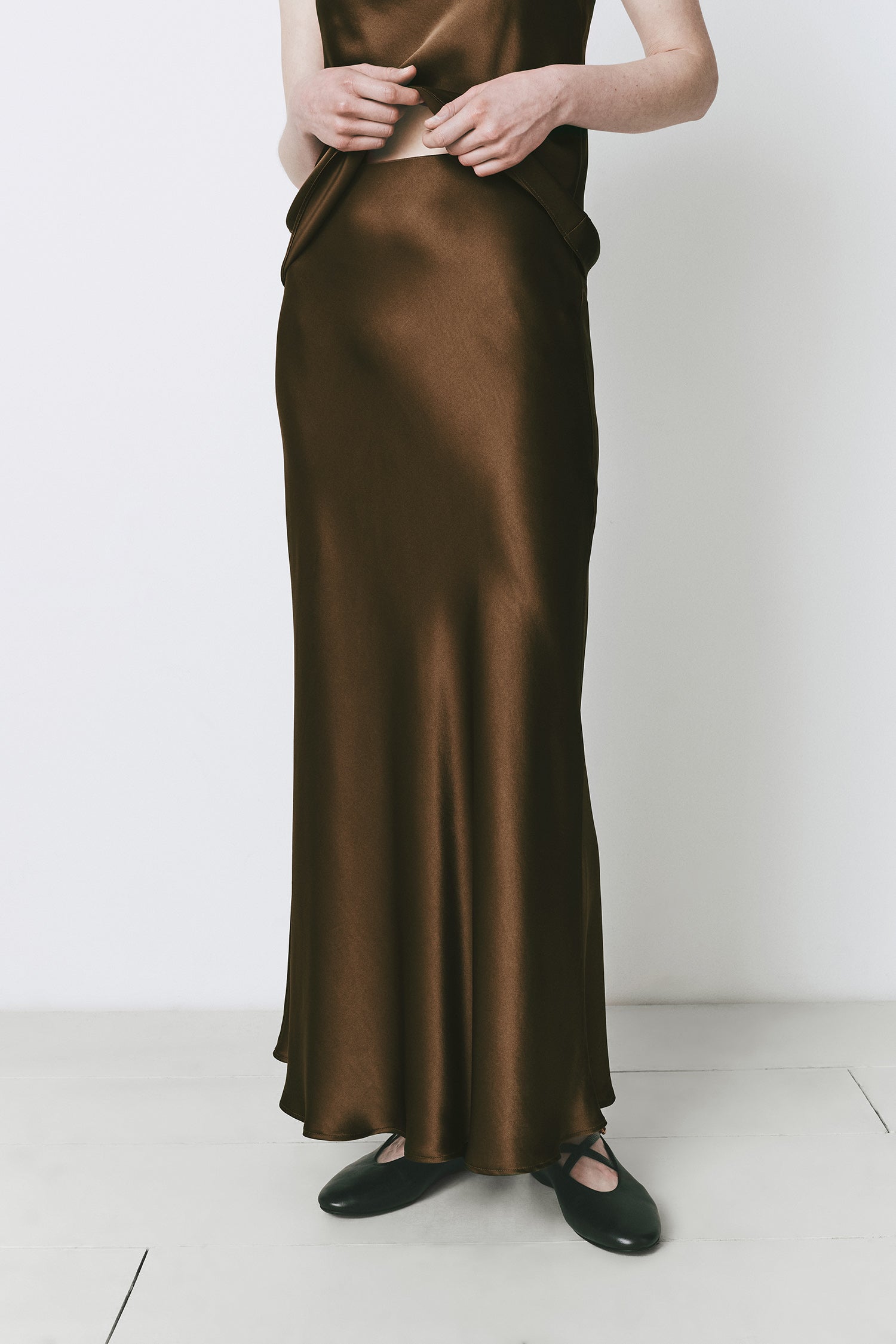 Rue Sophie Rivoli Silk Skirt Brown