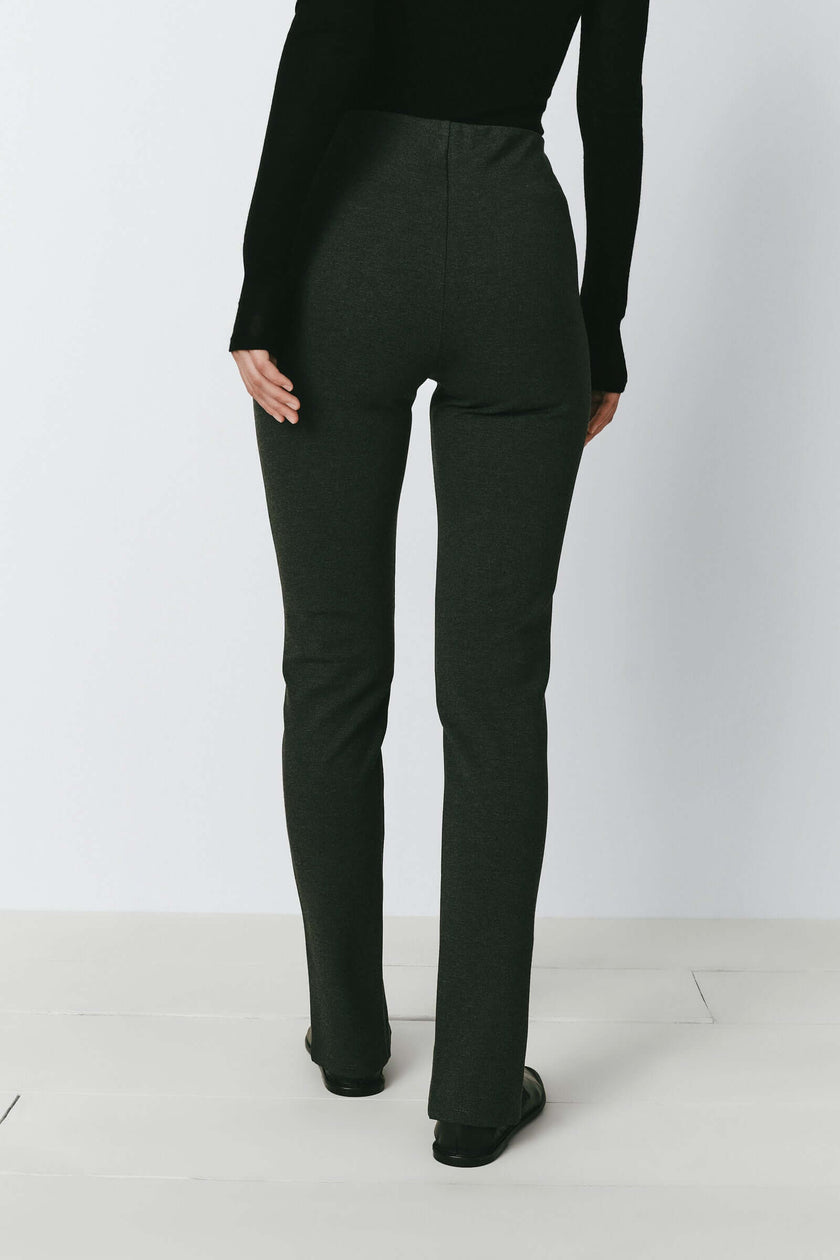 Charcoal Vitry Ponte Zipper Pant, back view, showing the ponte material and zipper detail at the bottom hem