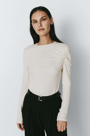 Jaquot Pleated Sleeve Top