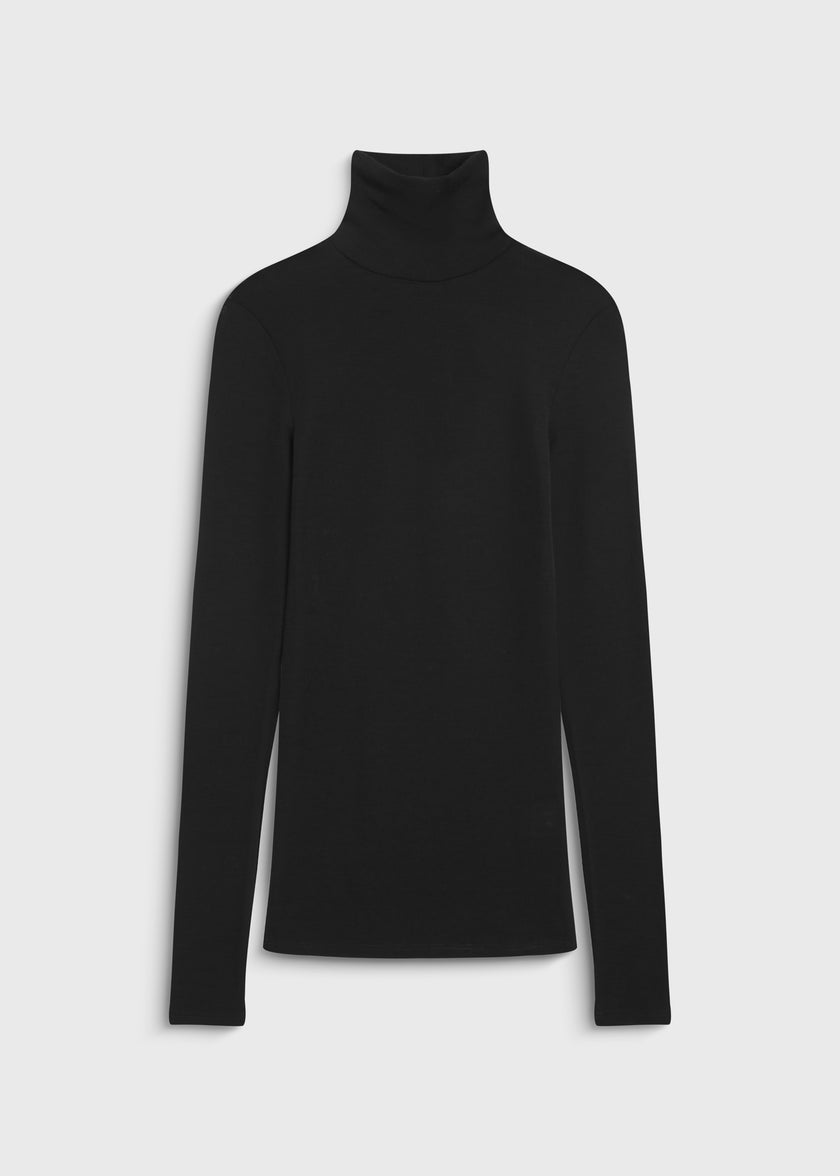 Black Courneuve mockneck sweater in wool & cashmere blend