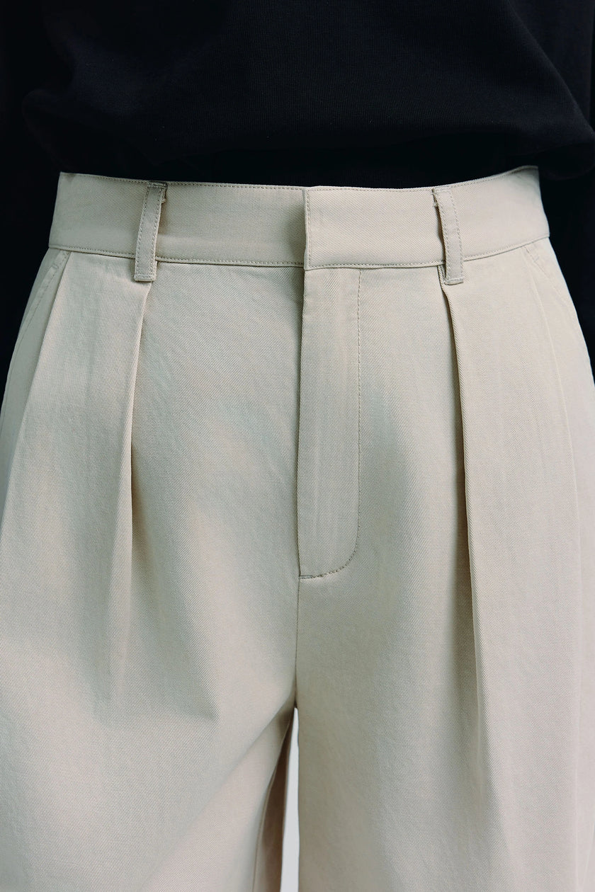 Beige Darrion Bermuda Shorts, cotton-lyocell blend, tailored fit, Ruesophie