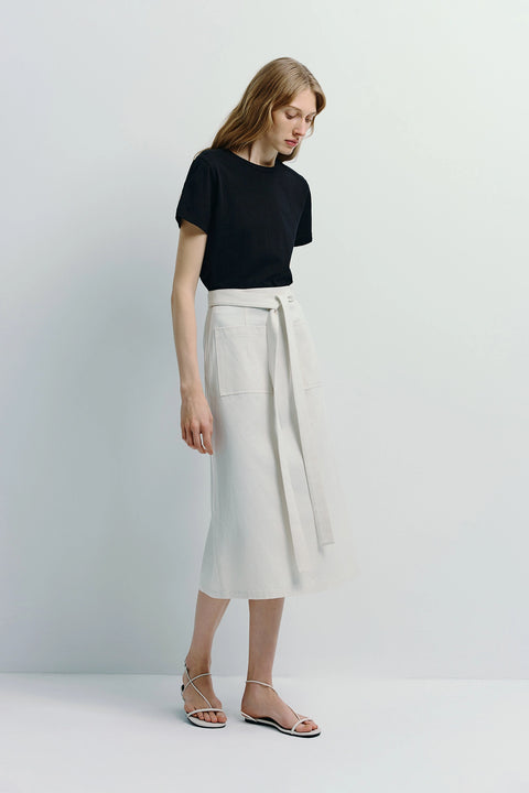 Jolene Tie Waist Skirt Ecru