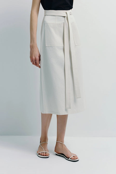 Jolene Tie Waist Skirt Ecru