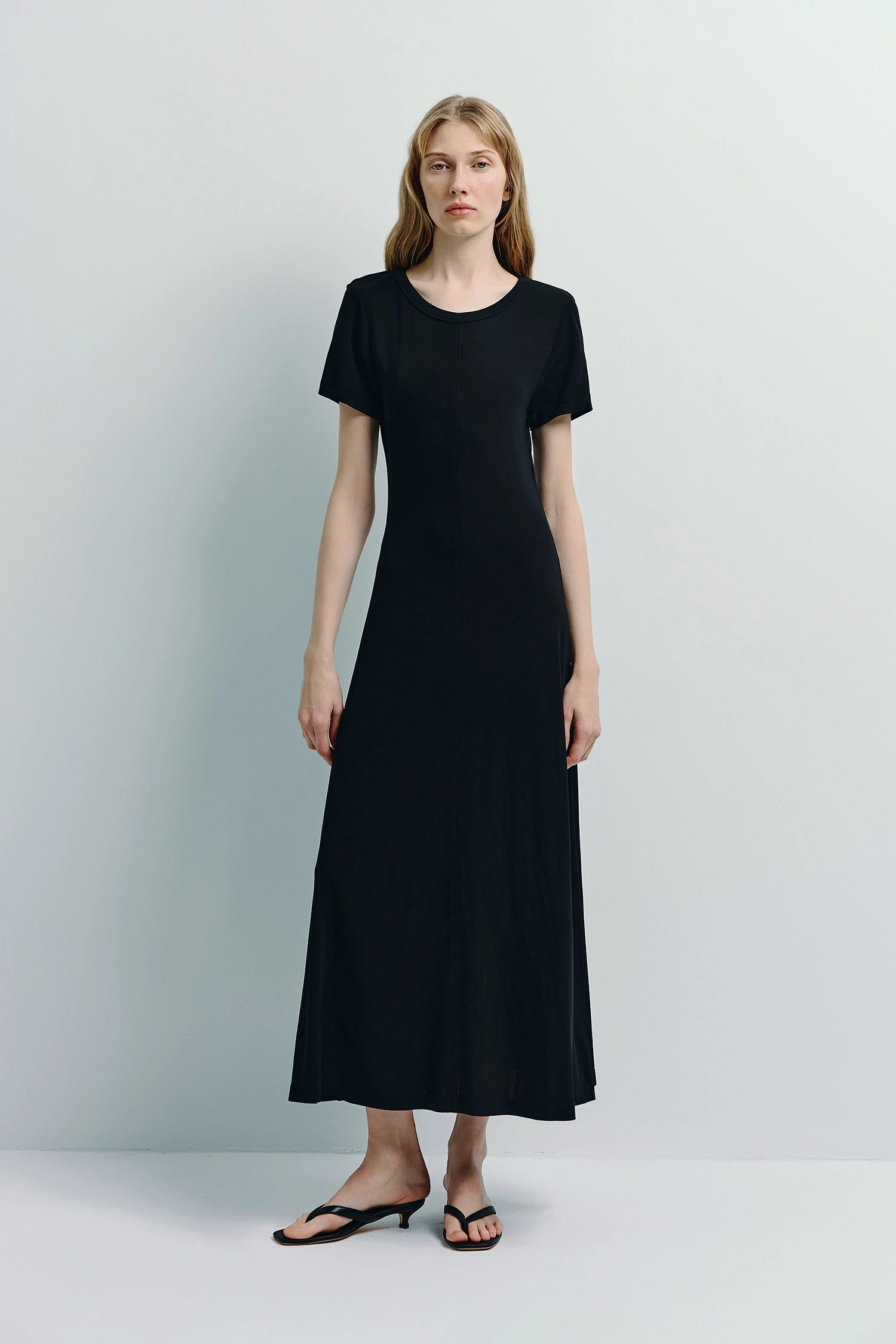 Ciles Drapey Tee Dress Black