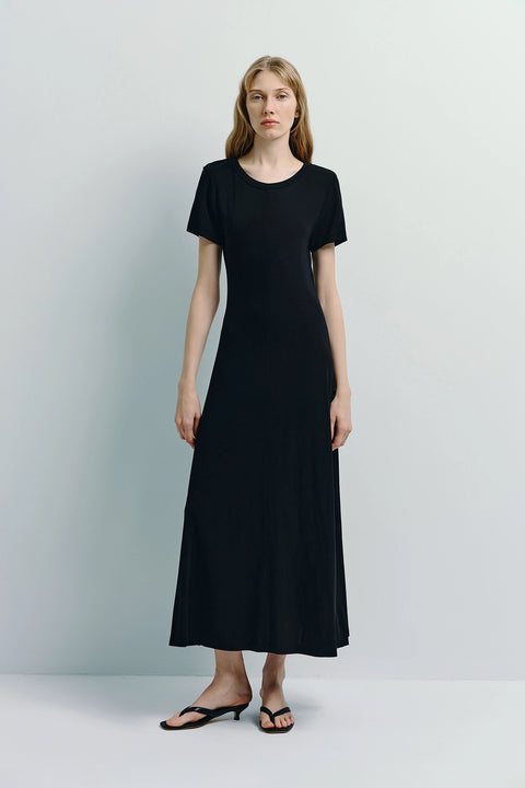 Ciles Drapey Tee Dress Black