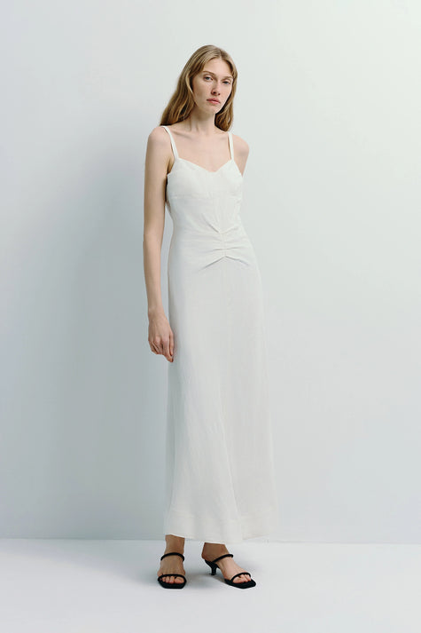 Jiselle Pleated Waist Dress Ivory