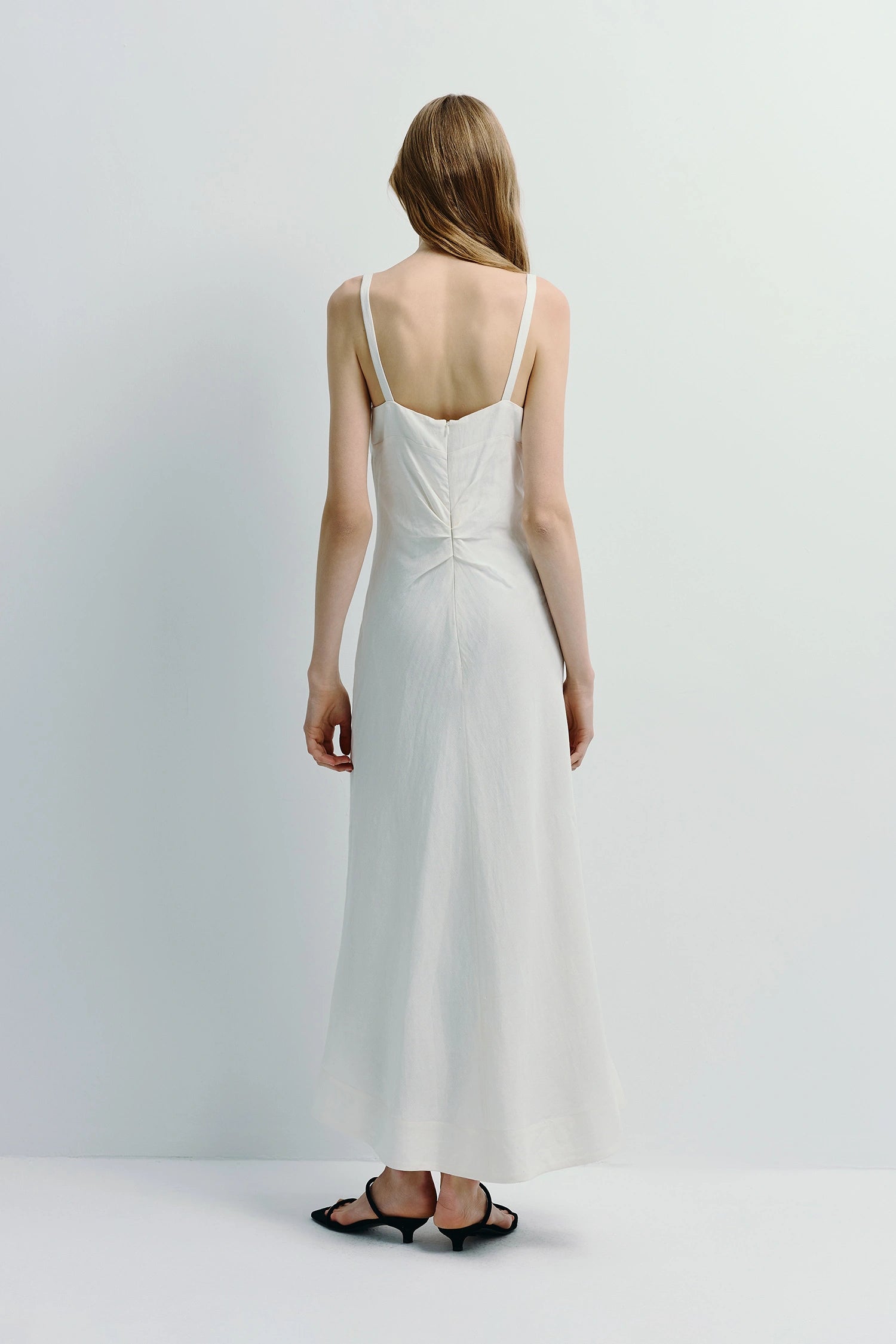 Jiselle Pleated Waist Dress | Linen Blend & Refined Cami Design | Effortless Structure & Natural Fluidity | Rue Sophie S / Ivory Jiselle Pleated Waist Dress | Linen Blend & Refined Cami Design | Effortless Structure & Natural Fluidity | Rue Sophie S / Ivory