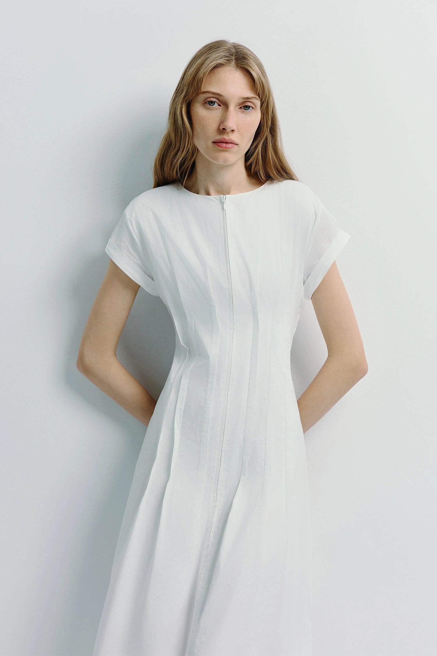 Verri Pintuck Dress White