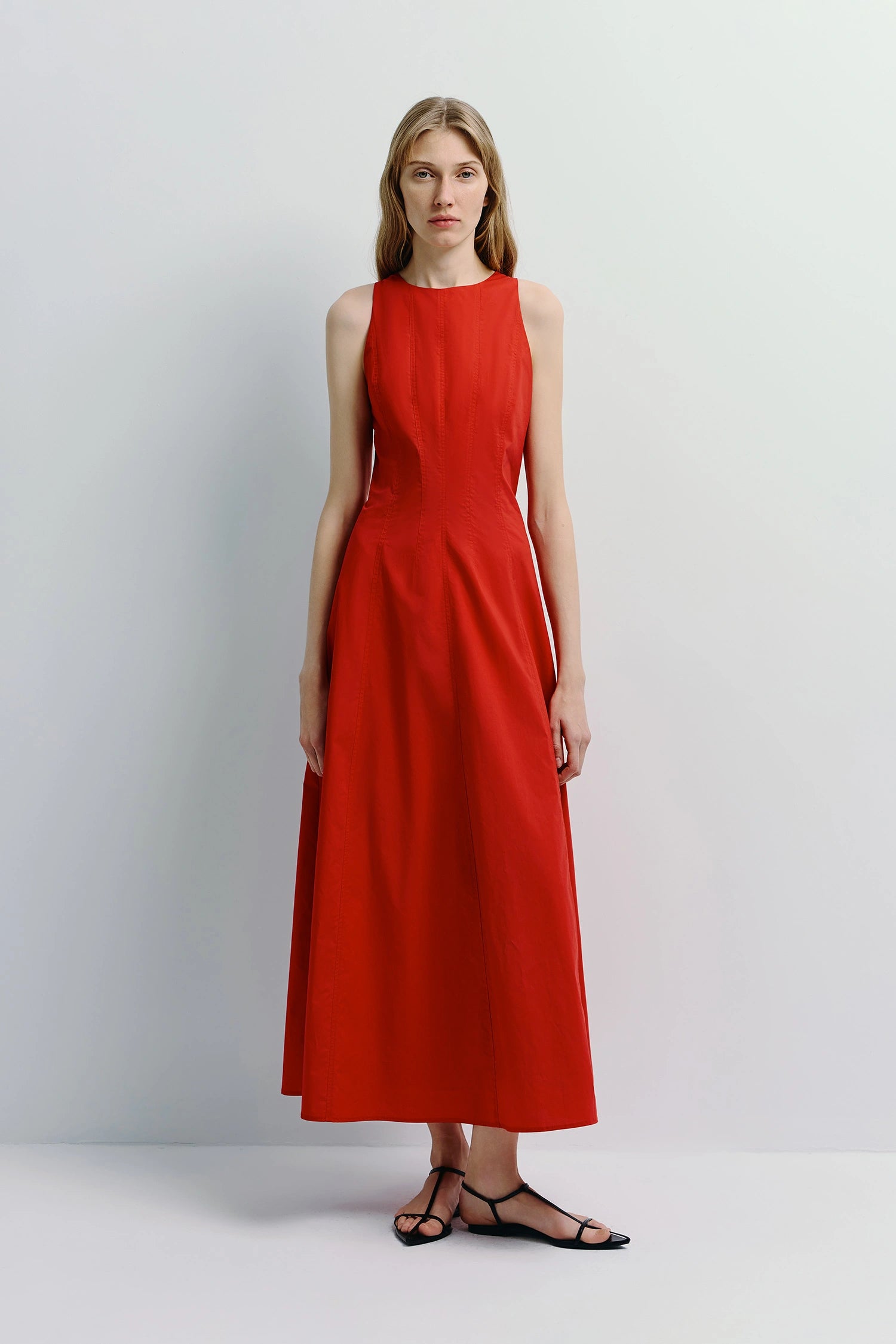 Delfina Poplin Dress Red