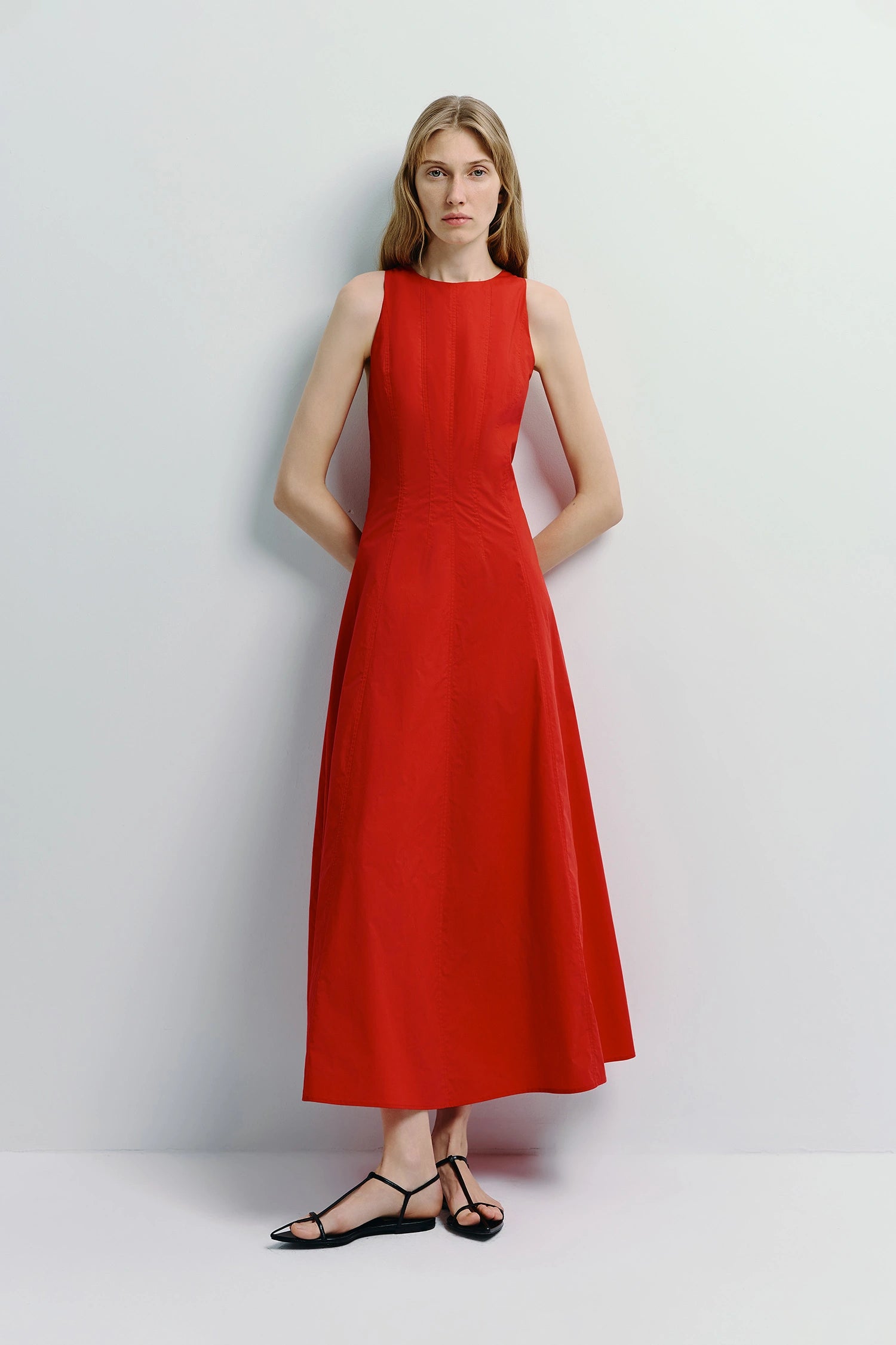 Delfina Poplin Dress Red