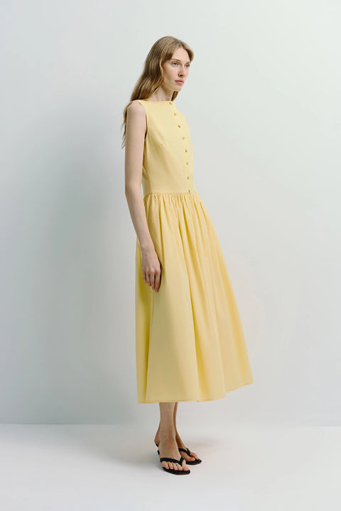 Luiza Button Front Dress Yellow
