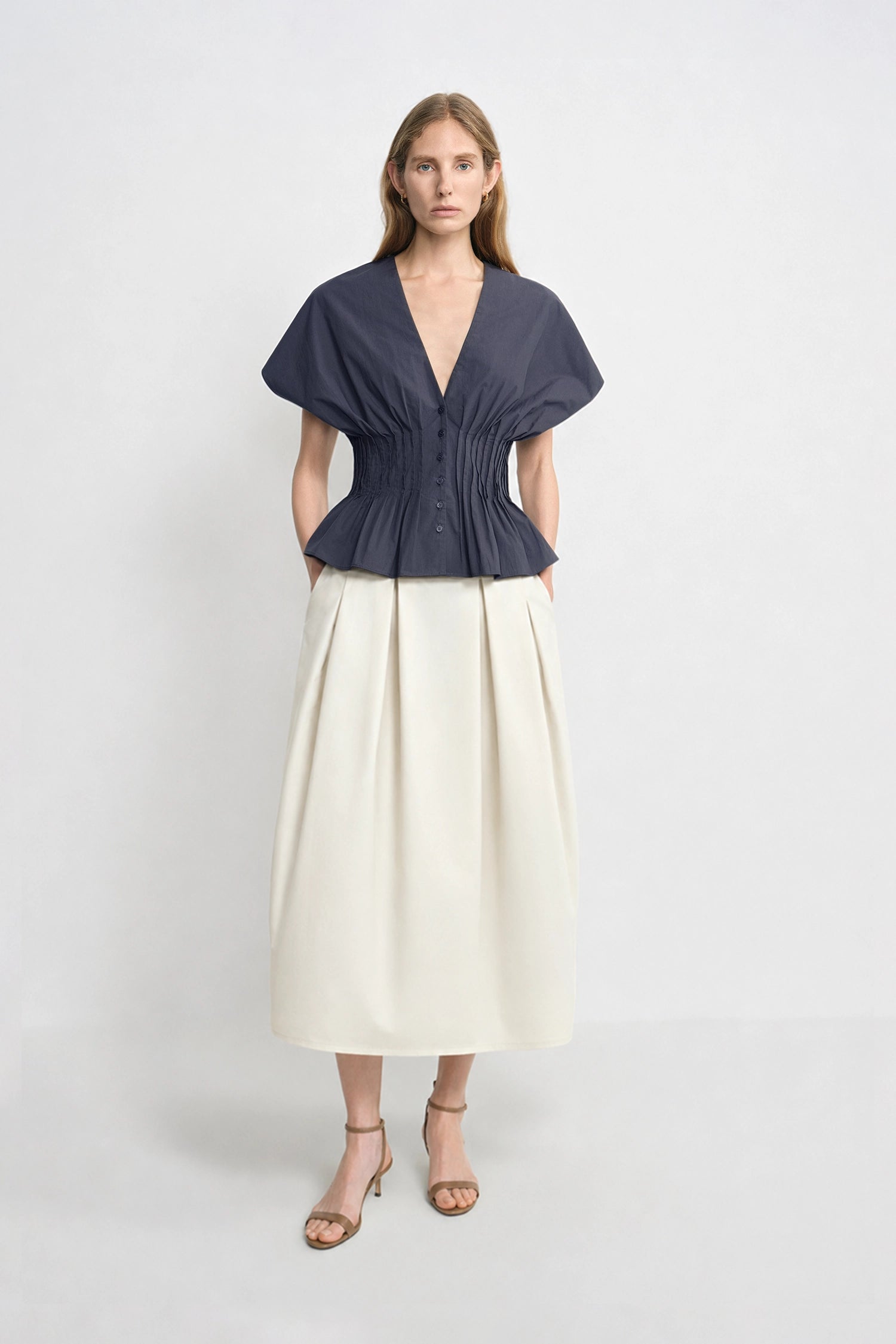 Piquenique Pintuck V-Neck Shirt