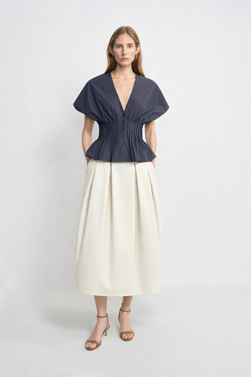 Piquenique Pintuck V-Neck Shirt