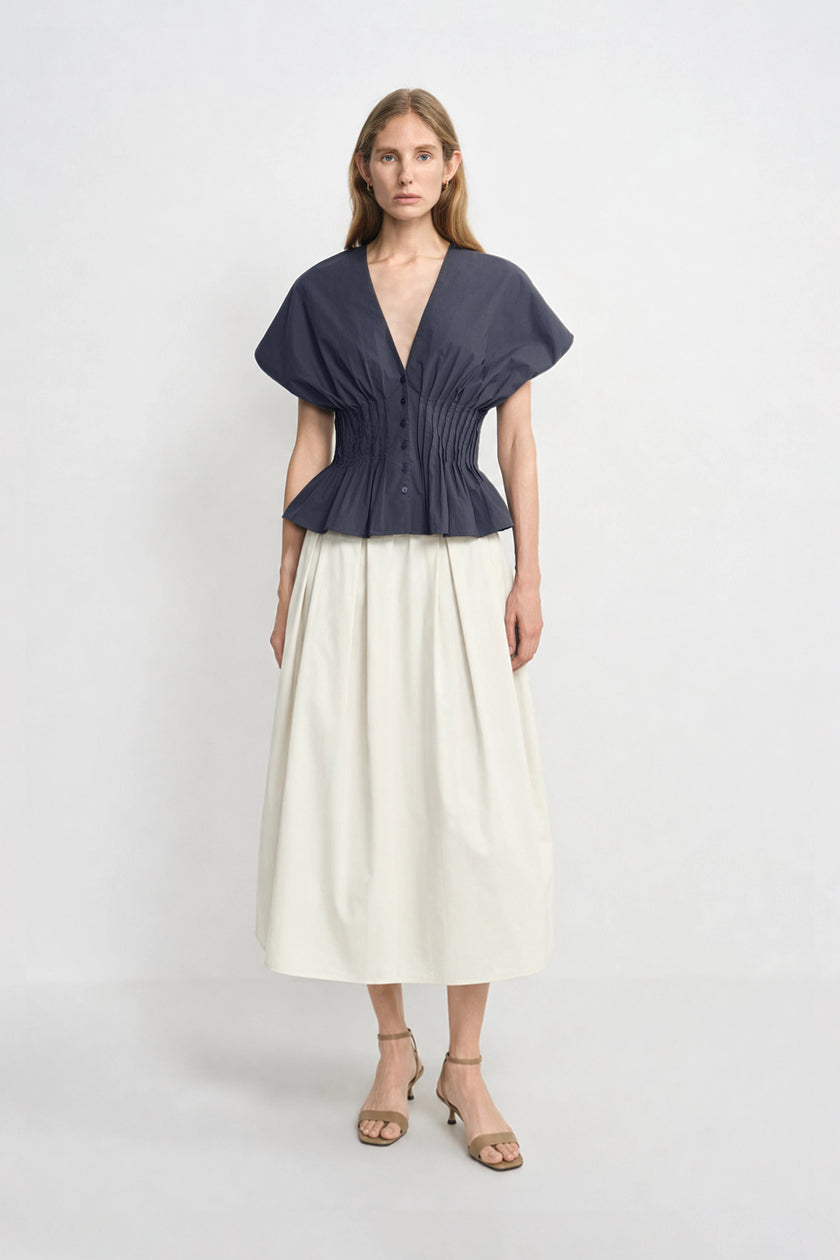 Piquenique Pintuck V-Neck Shirt