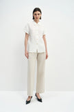 Avène Double Pleat Cotton Pant Stone
