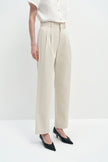 Avène Double Pleat Cotton Pant Stone