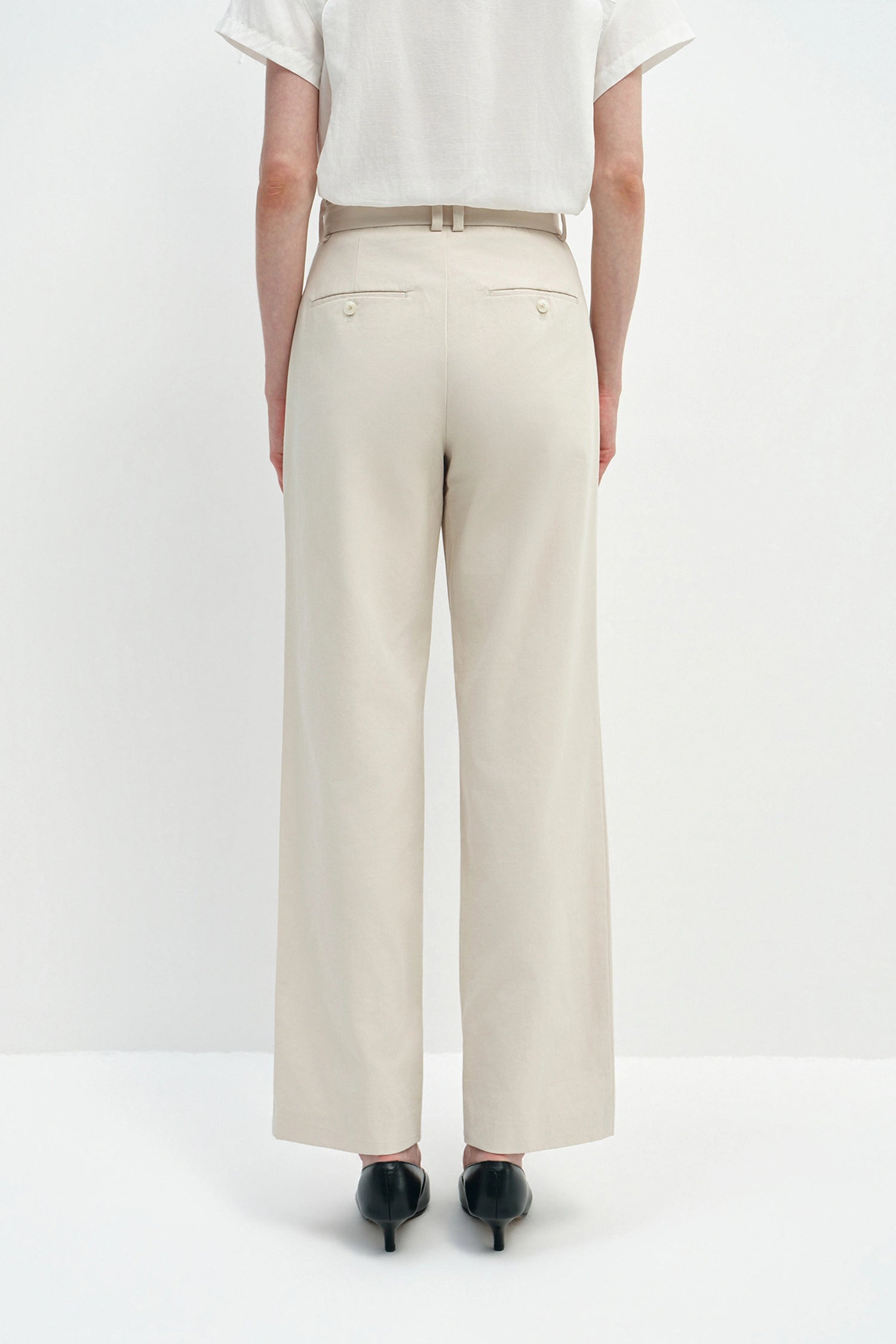 Avène Double Pleat Cotton Pant Stone