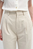 Avène Double Pleat Cotton Pant Stone