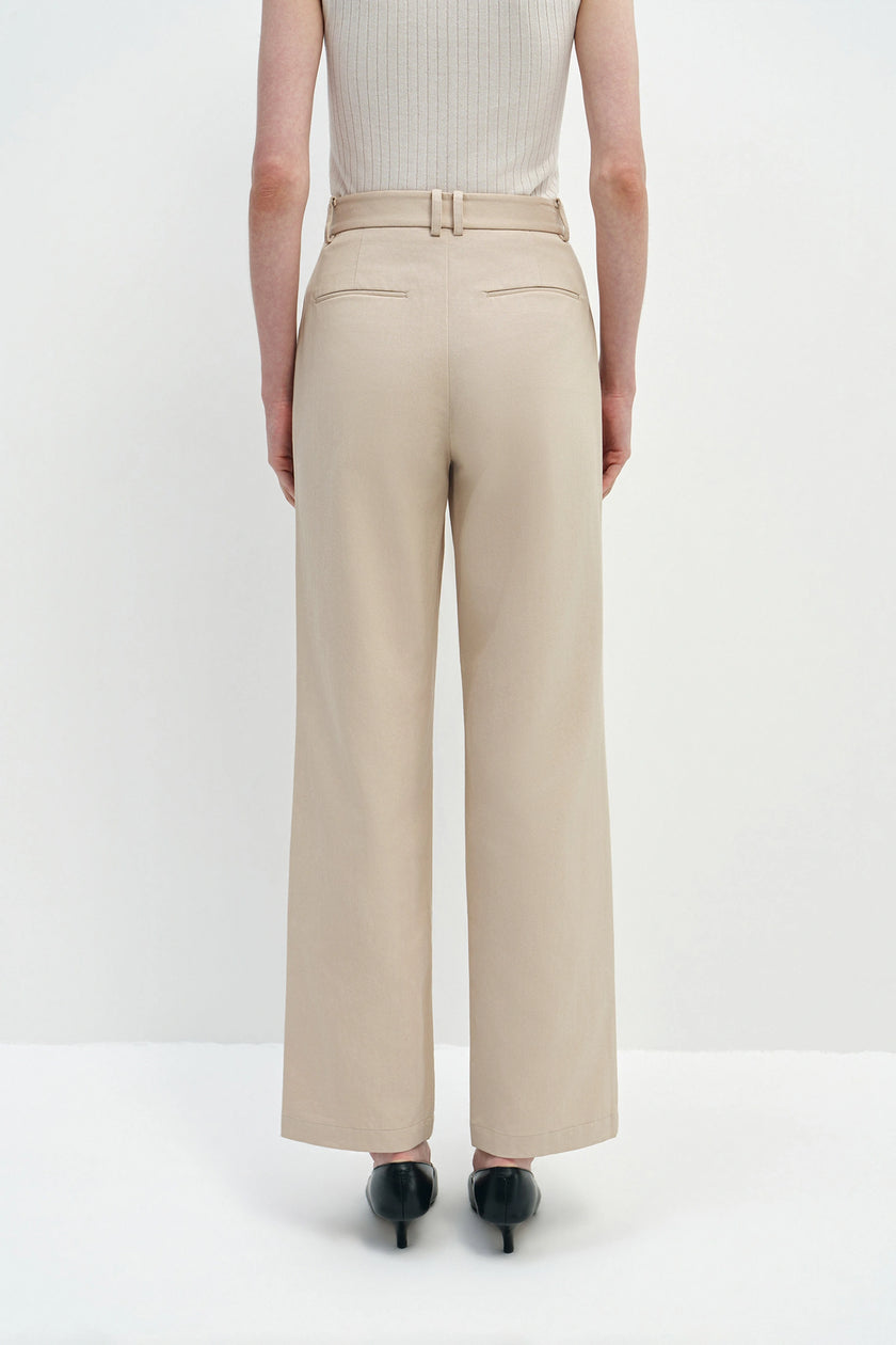 Elowen Pleat Front Twill Pant Sand