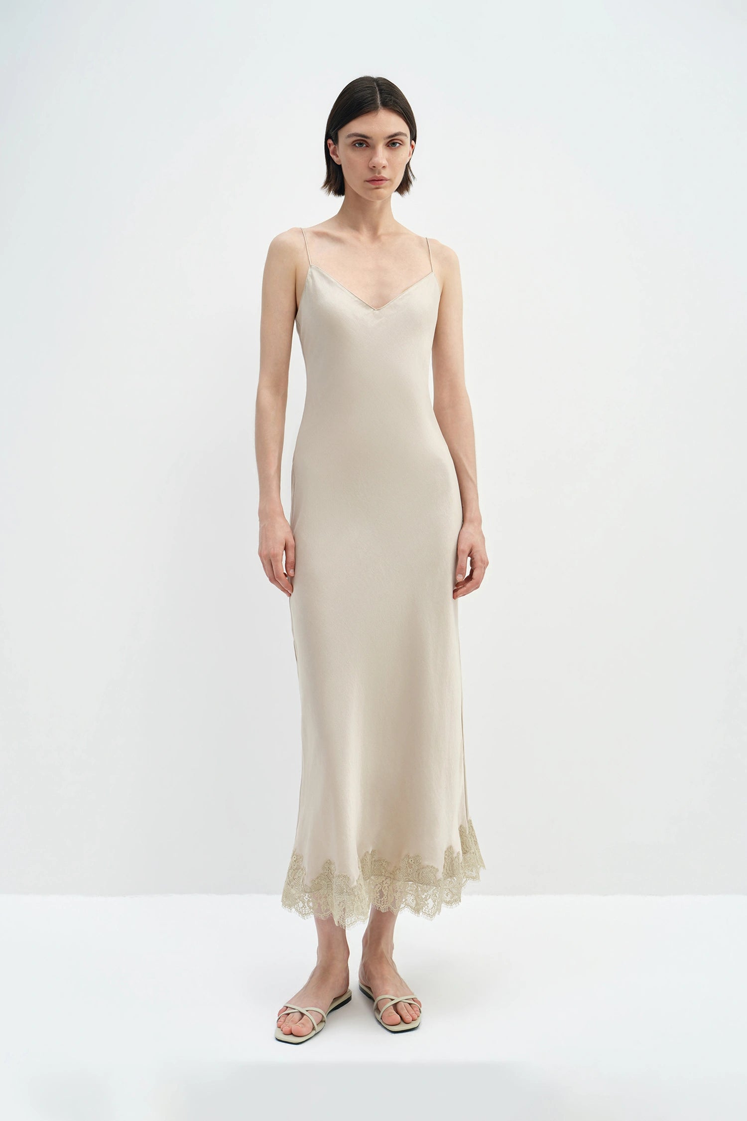 Noa Lace Hem Cami Dress Oat