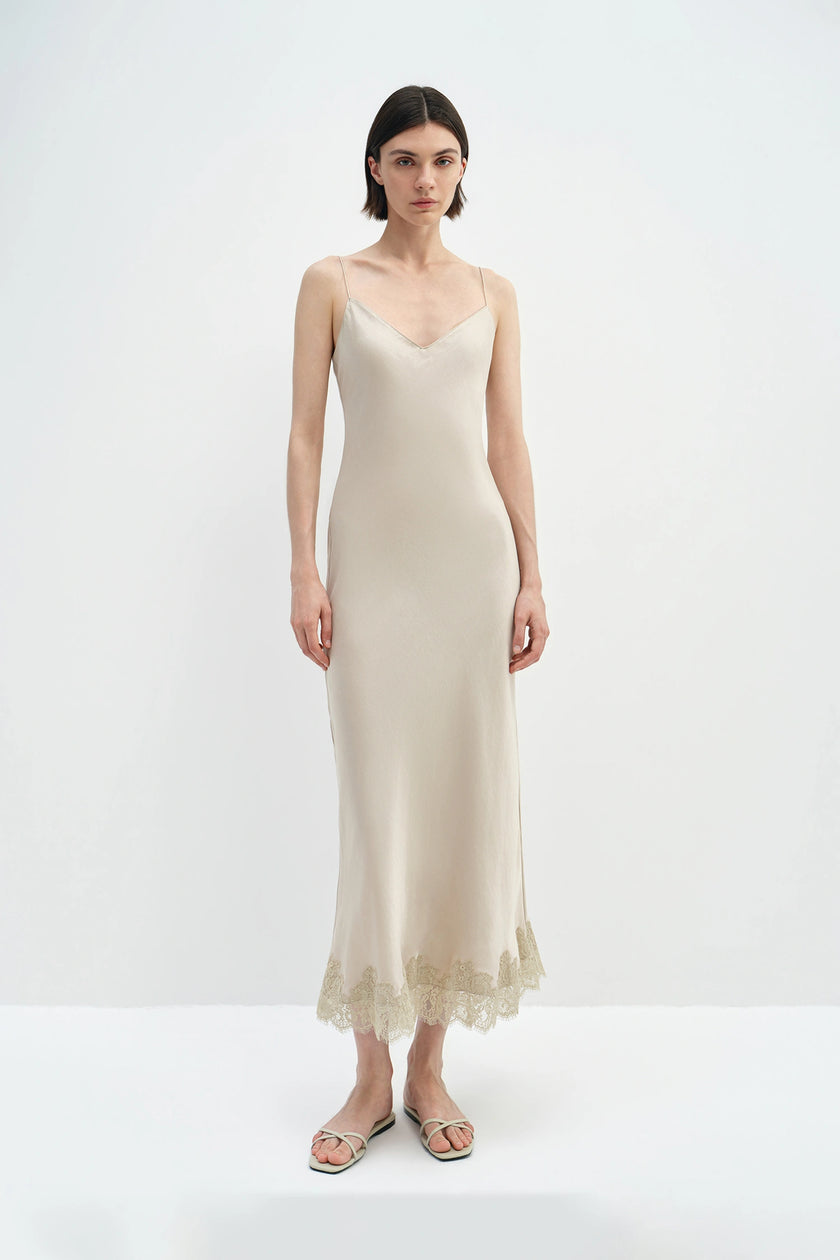 Noa Lace Hem Cami Dress Oat