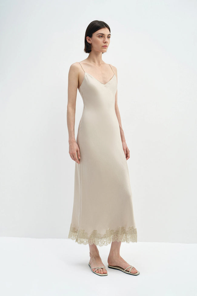 Noa Lace Hem Cami Dress Oat