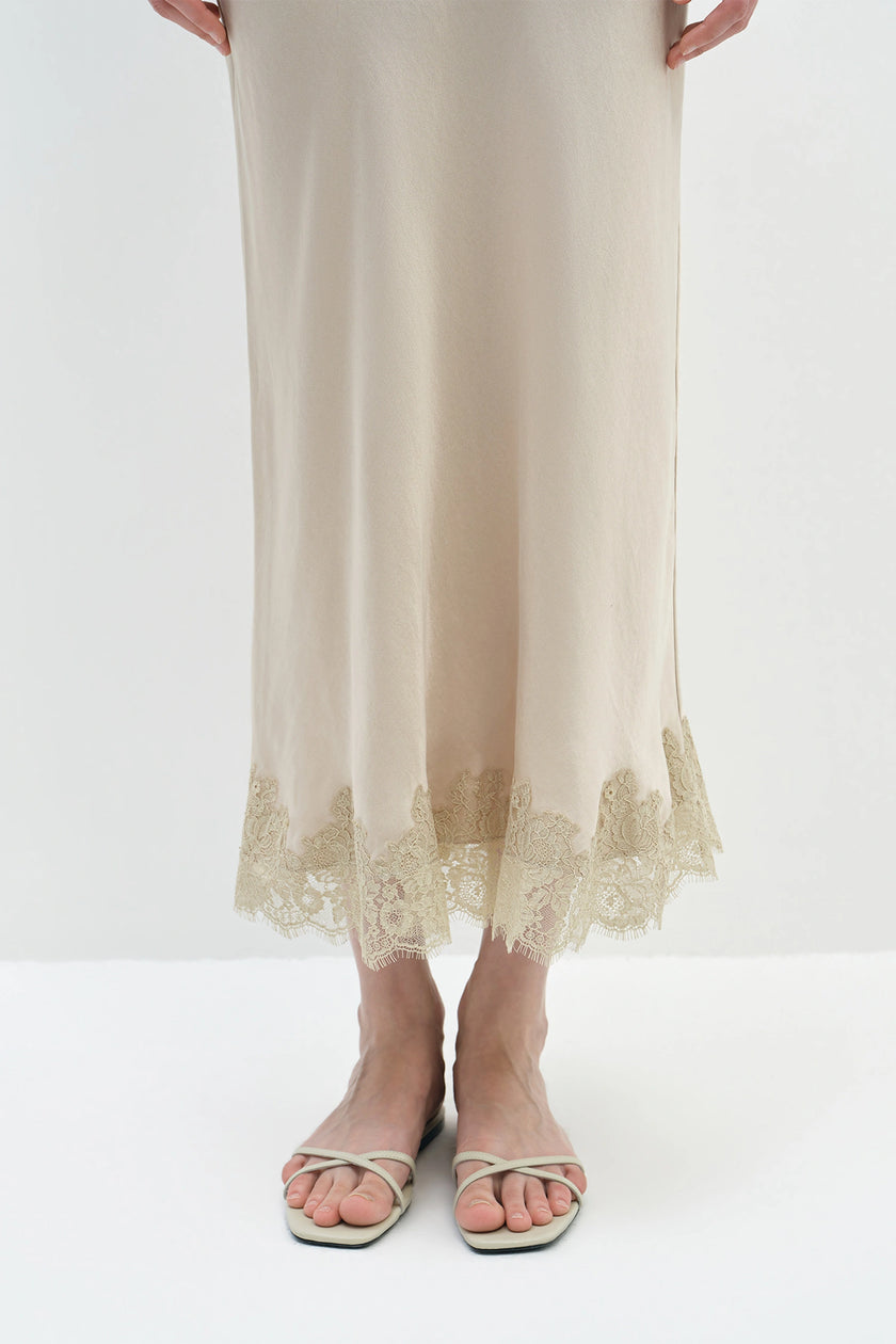 Noa Lace Hem Cami Dress Oat