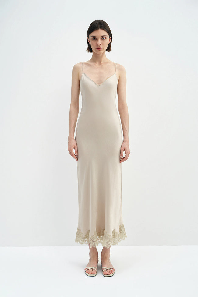 Noa Lace Hem Cami Dress Oat