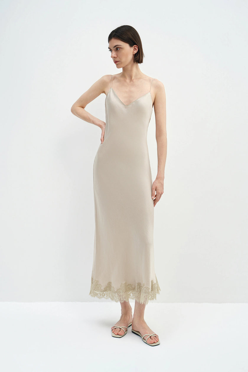 Noa Lace Hem Cami Dress Oat