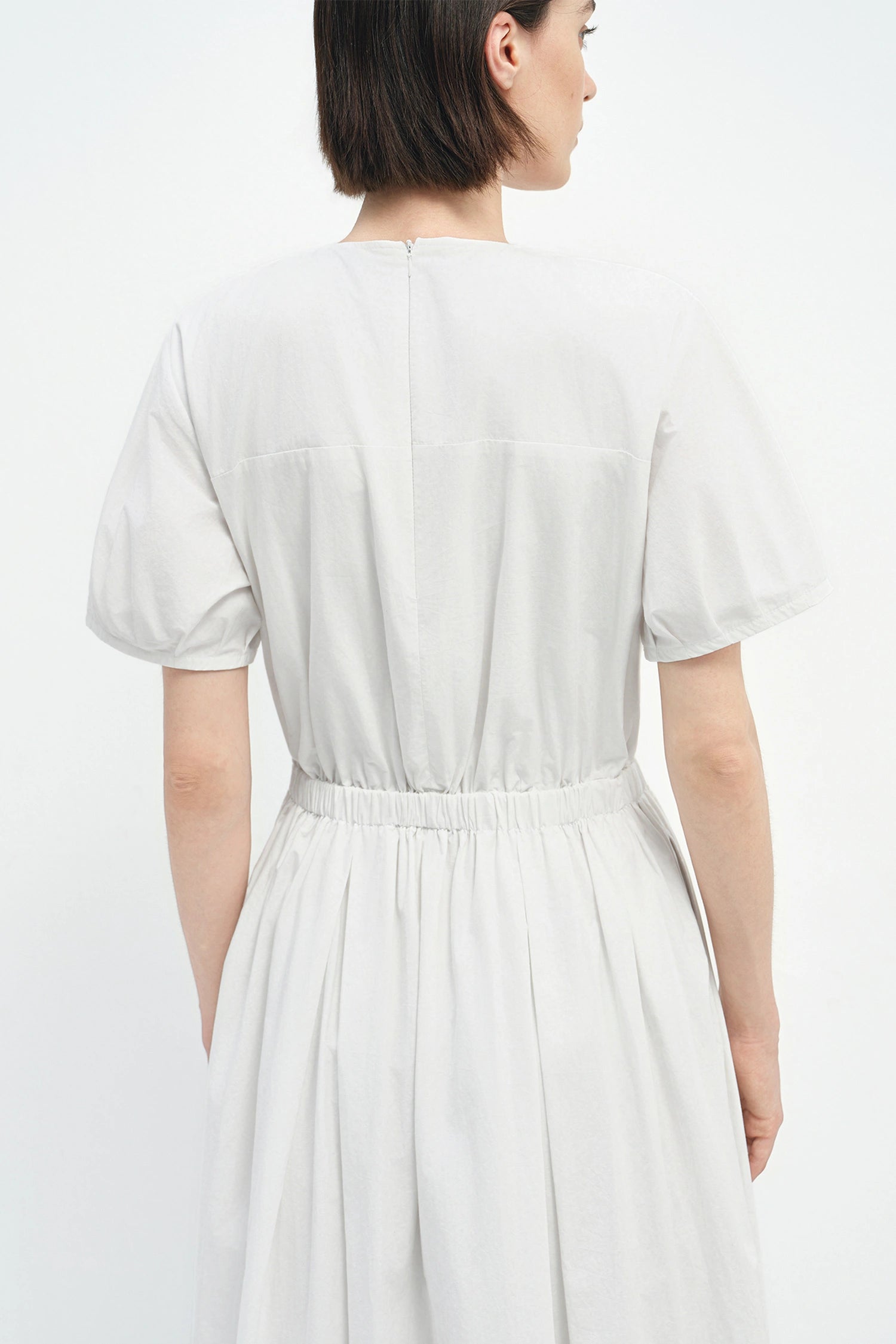 Brienne Elastic Waist Dress White