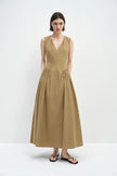 Talia Side Gathered Dress Khaki