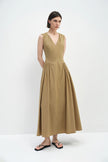 Talia Side Gathered Dress Khaki
