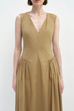 Talia Side Gathered Dress Khaki