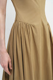 Talia Side Gathered Dress Khaki