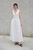 Talia Side Gathered Dress White