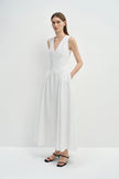 Talia Side Gathered Dress White