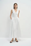 Talia Side Gathered Dress White