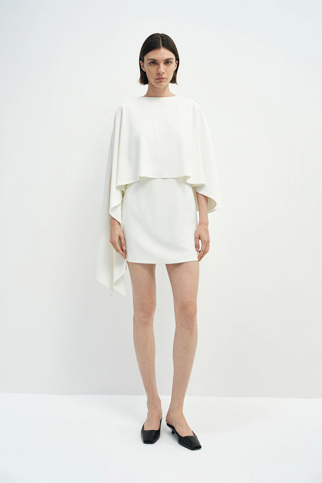 Joelle Cape Mini Dress White