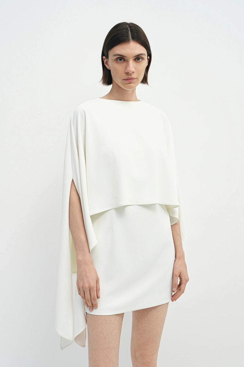 Joelle Cape Mini Dress White