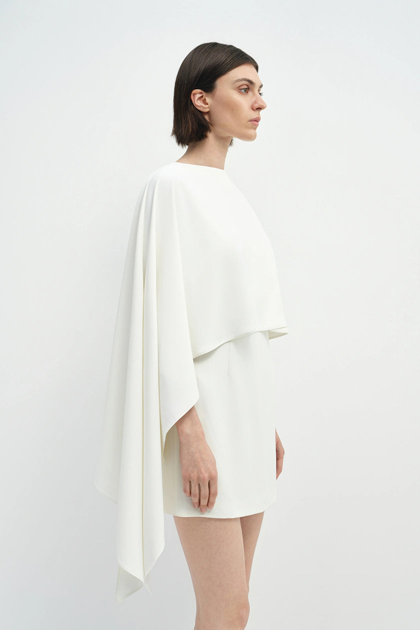 Joelle Cape Mini Dress White