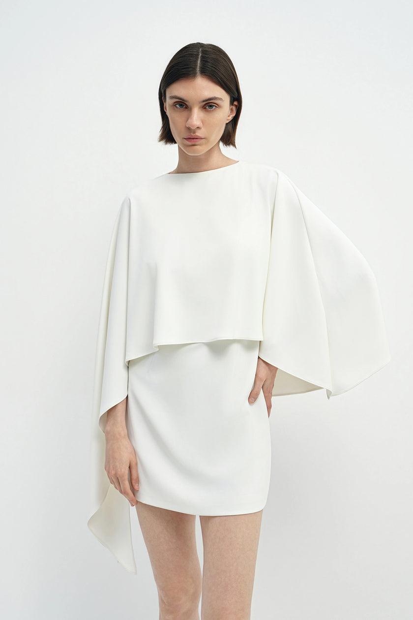 Joelle Cape Mini Dress White