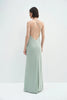 Faye Pleated Neck Satin Dress Sage