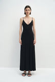 Solène V-neck Fluid Jersey Dress Black
