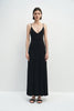Solène V-neck Fluid Jersey Dress Black