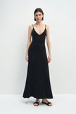 Solène V-neck Fluid Jersey Dress Black